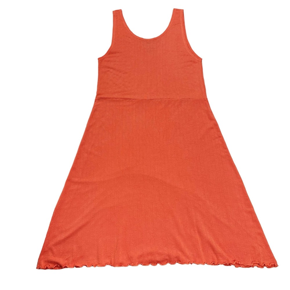 Gudrun Sjogen Sleeveless Midi Dress Medium Orange Cactus Stretch Scoop Scandi - Picture 3 of 16